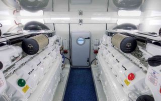 Engine room of a large boat