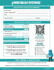 Arid Bilge Systems Dealer Profit and Quote Summary