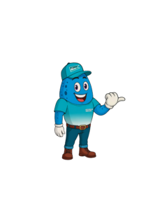 Dryver mascot in teal cap and shirt, white gloves, giving a thumbs-up against a black background; logo on shirt reads Arid Bilge Systems.