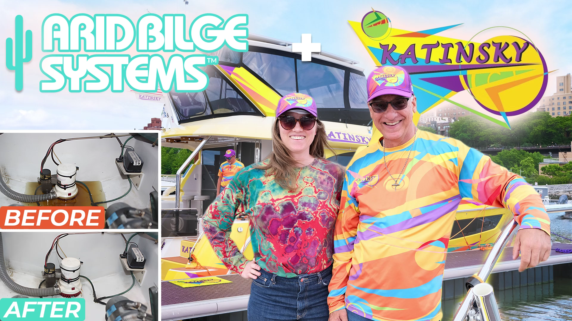 KATINSKY — Greg and Ariana interview - Arid Bilge Systems KATINSKY interview cover with Greg and Ariana, the catamaran and a bilge comparison.