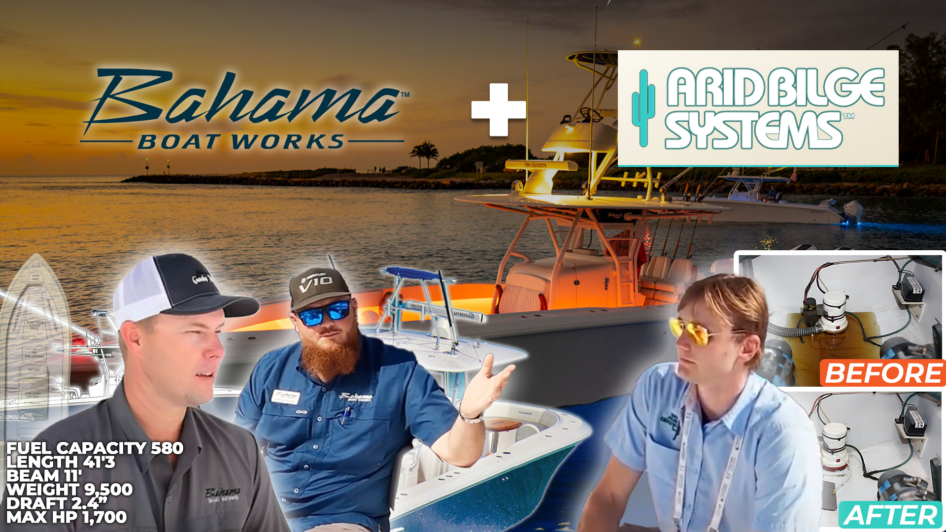 Bahama boat-builder interview thumbnail with original photography and the current Arid Bilge Systems logo.