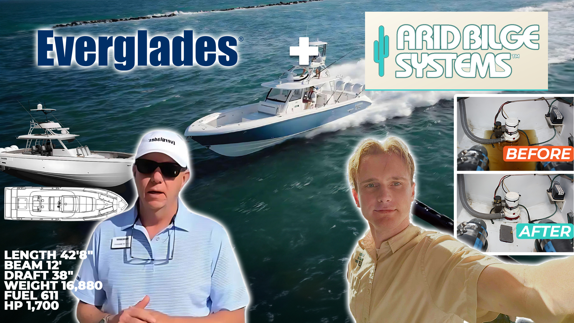 Everglades boat-builder interview thumbnail with original photography and the current Arid Bilge Systems logo.