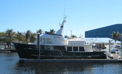 Zopilote, a trawler-style boat alongside a dock.